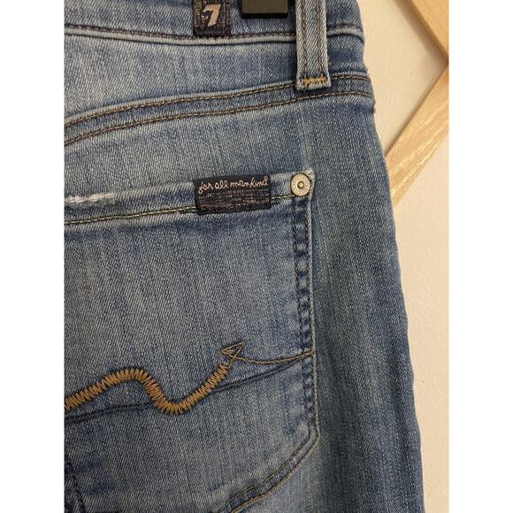 7 For All ManKind Jeans Women's 27 Roxanne Ankle Skinny Blue Denim Embroidered - Picture 5 of 14